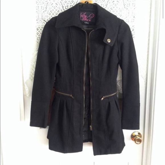 Black Wool Blend Pea Coat - Picture 6 of 13